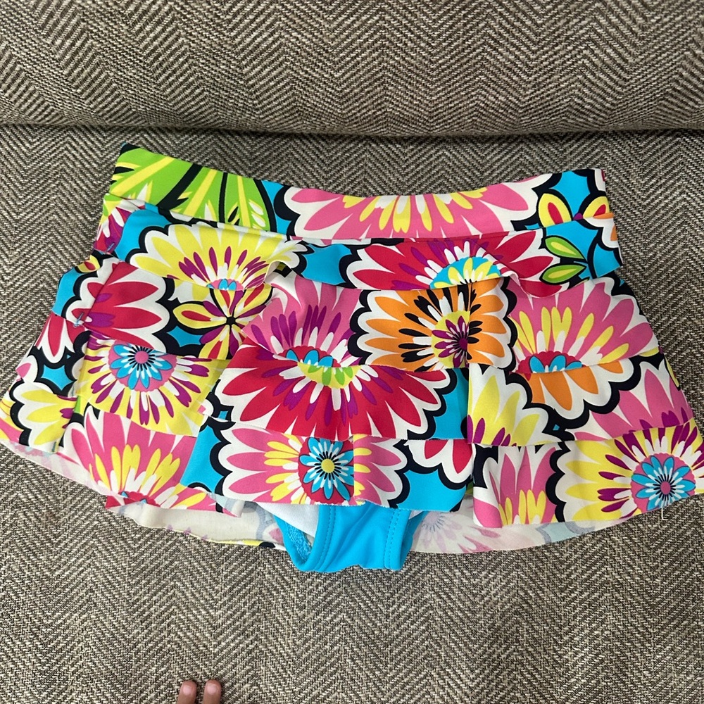 Hanna Anderson Swim Floral Skirt with Bright Colors size 130